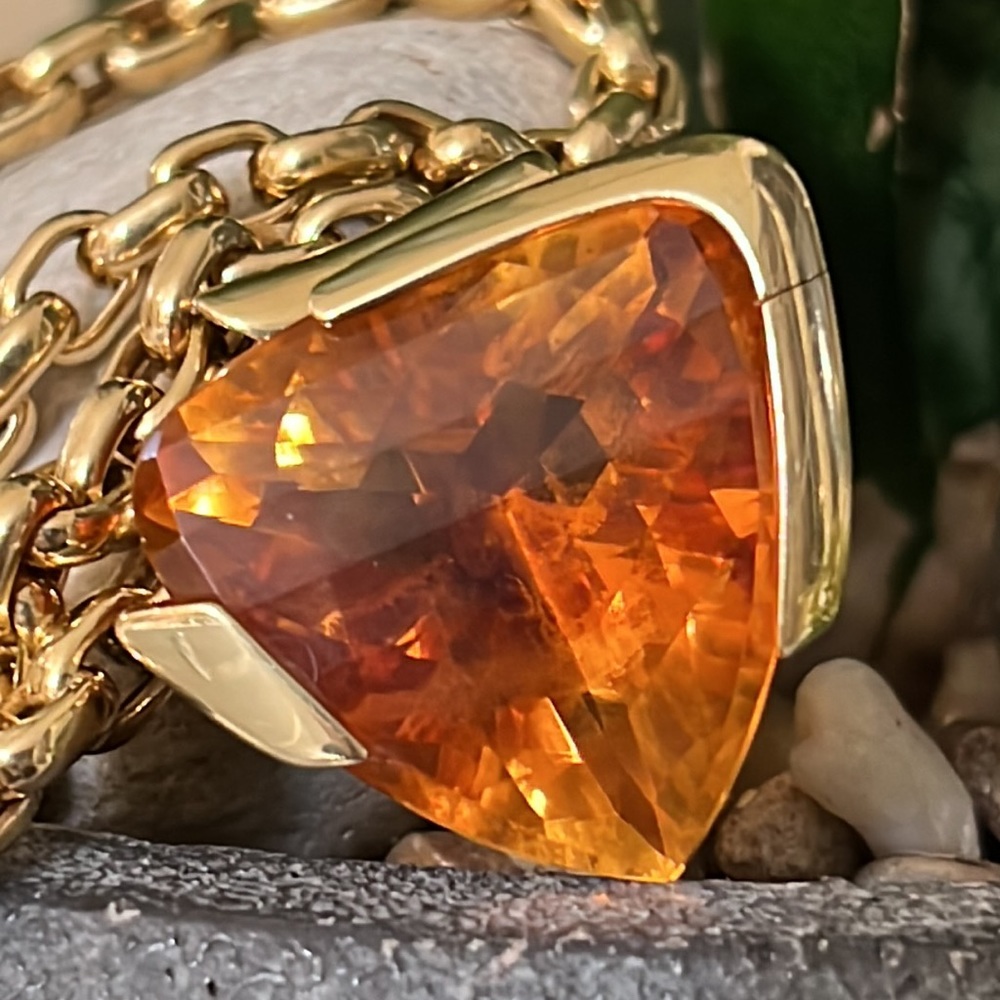 Rinaldo Gavello 18 karat gold and huge citrine pendant - Picture 1 of 12